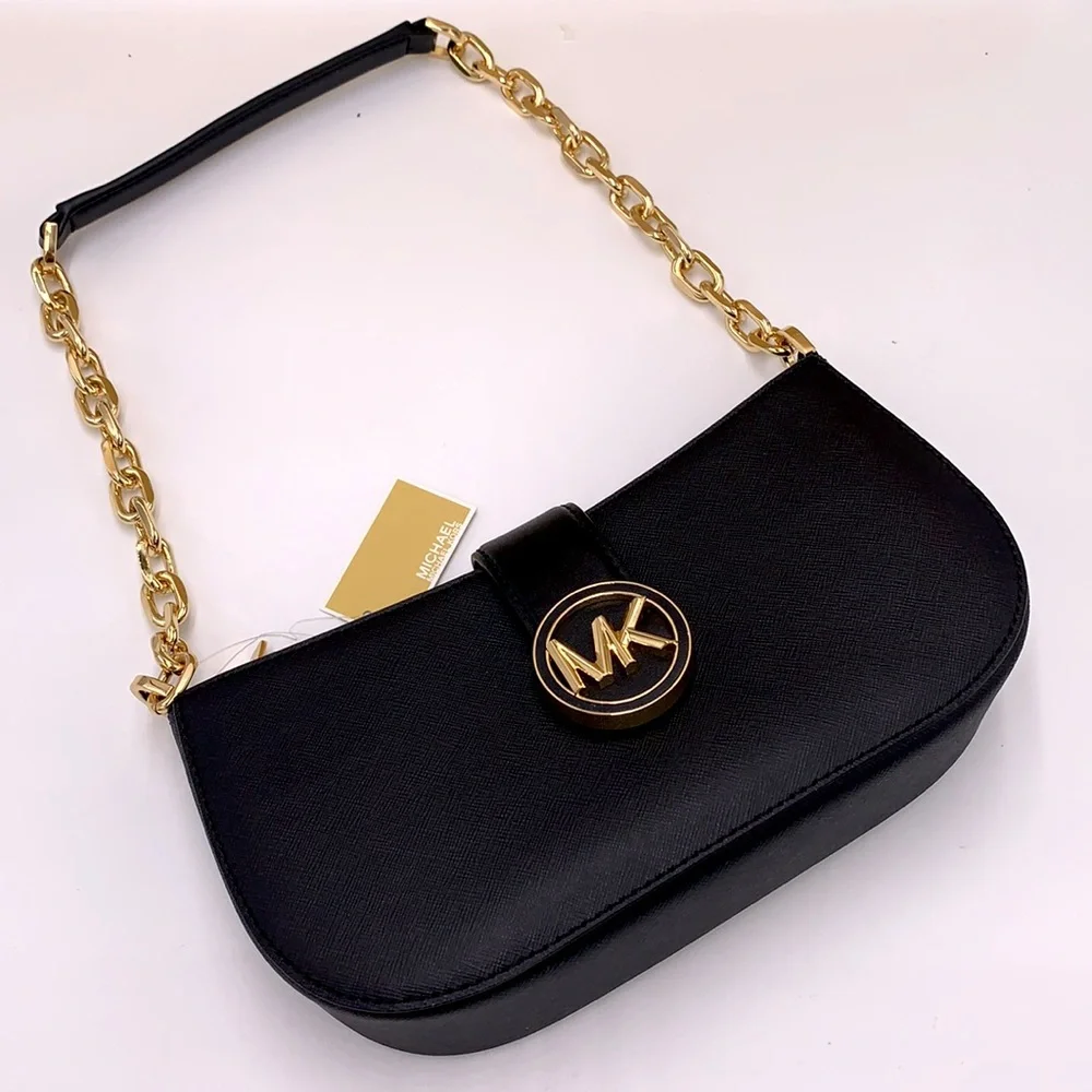 MICHAEL KORS Carmen Small Shoulder Pochette Bag Black NWT